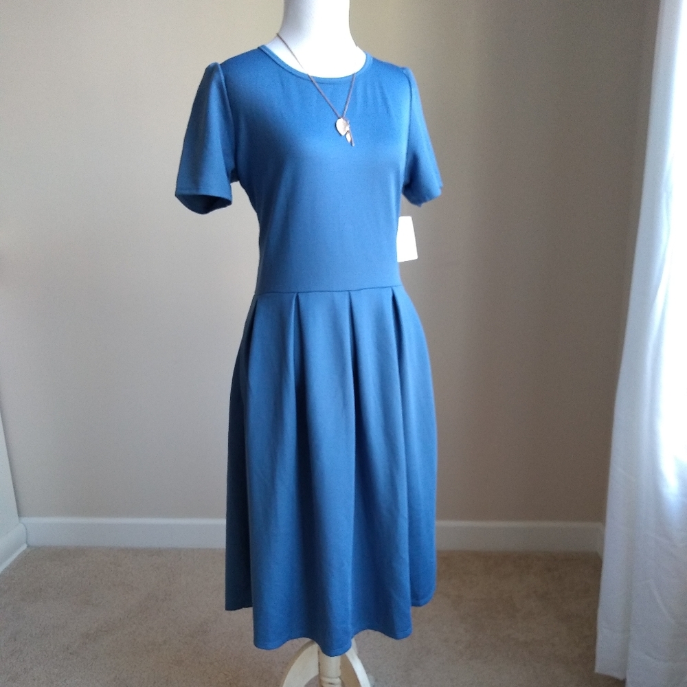 LulaRoe Amelia dress-solid sky blue textured,XL